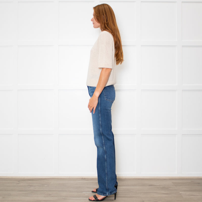 Me + Em Cream Cashmere Shortsleeve Roundneck Jumper