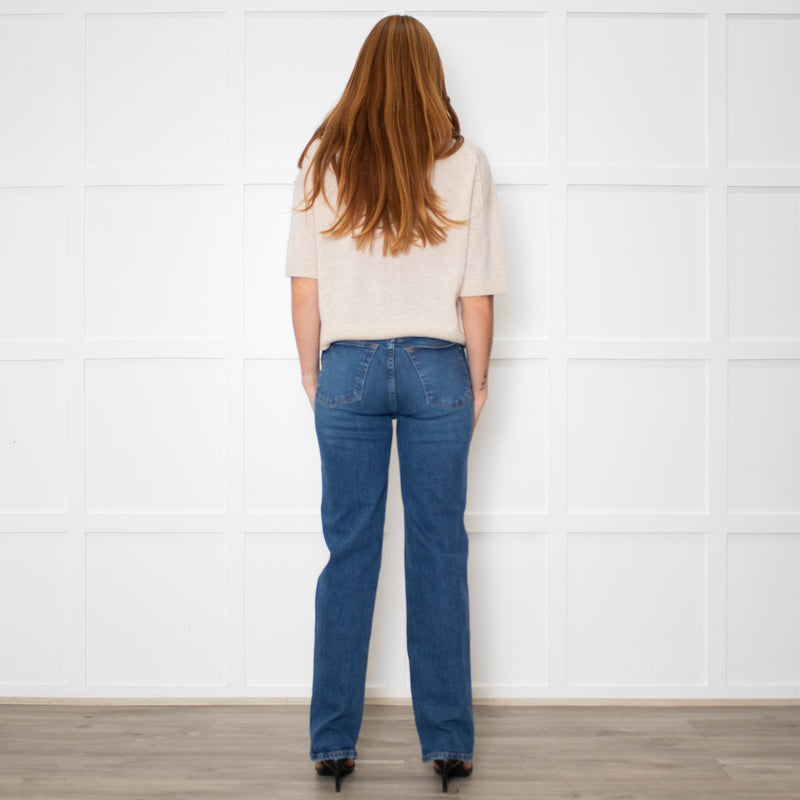 Me + Em Cream Cashmere Shortsleeve Roundneck Jumper