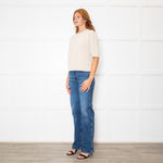 Me + Em Cream Cashmere Shortsleeve Roundneck Jumper