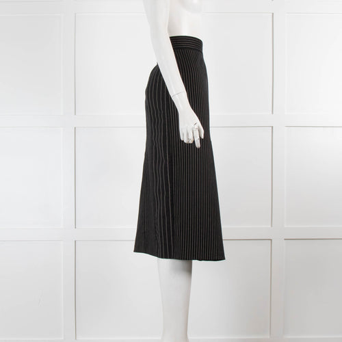 Stella McCartney Black Pinstripe Pleated Midi Skirt