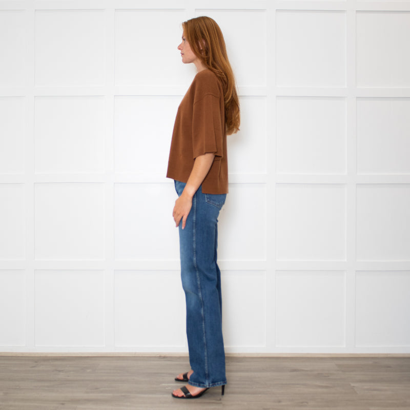 Marella Brown Short Sleeve Jumper