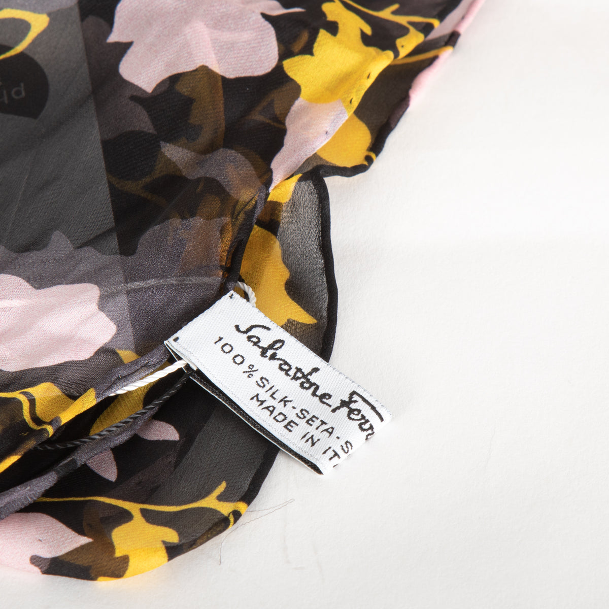 Salvatore Ferragamo Black, Yellow and Pink Sheer Scarf
