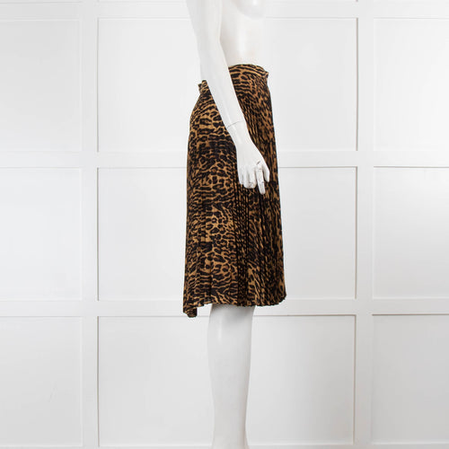 Burberry Brown Black Animal Print Pleated Skirt