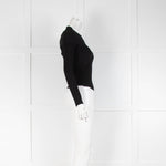 Autumn Cashmere Wrap Front Black Rib Knit Top