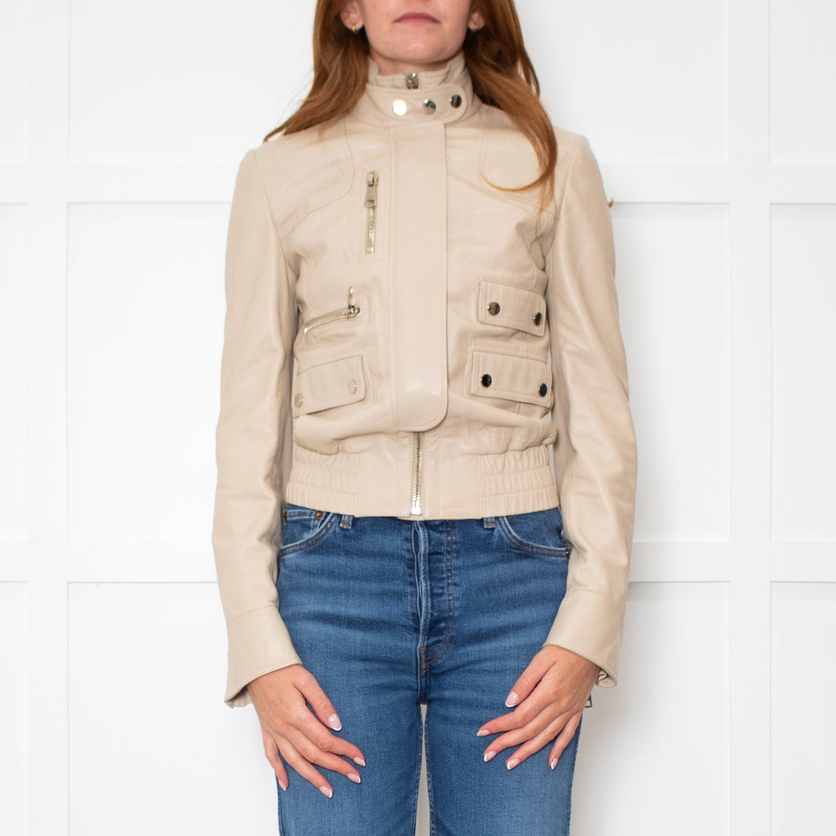 Dolce & Gabbana Cream Leather Jacket