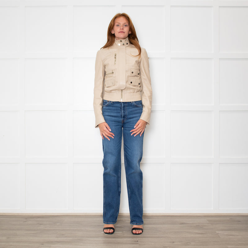 Dolce & Gabbana Cream Leather Jacket