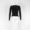 Autumn Cashmere Wrap Front Black Rib Knit Top