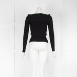 Autumn Cashmere Wrap Front Black Rib Knit Top