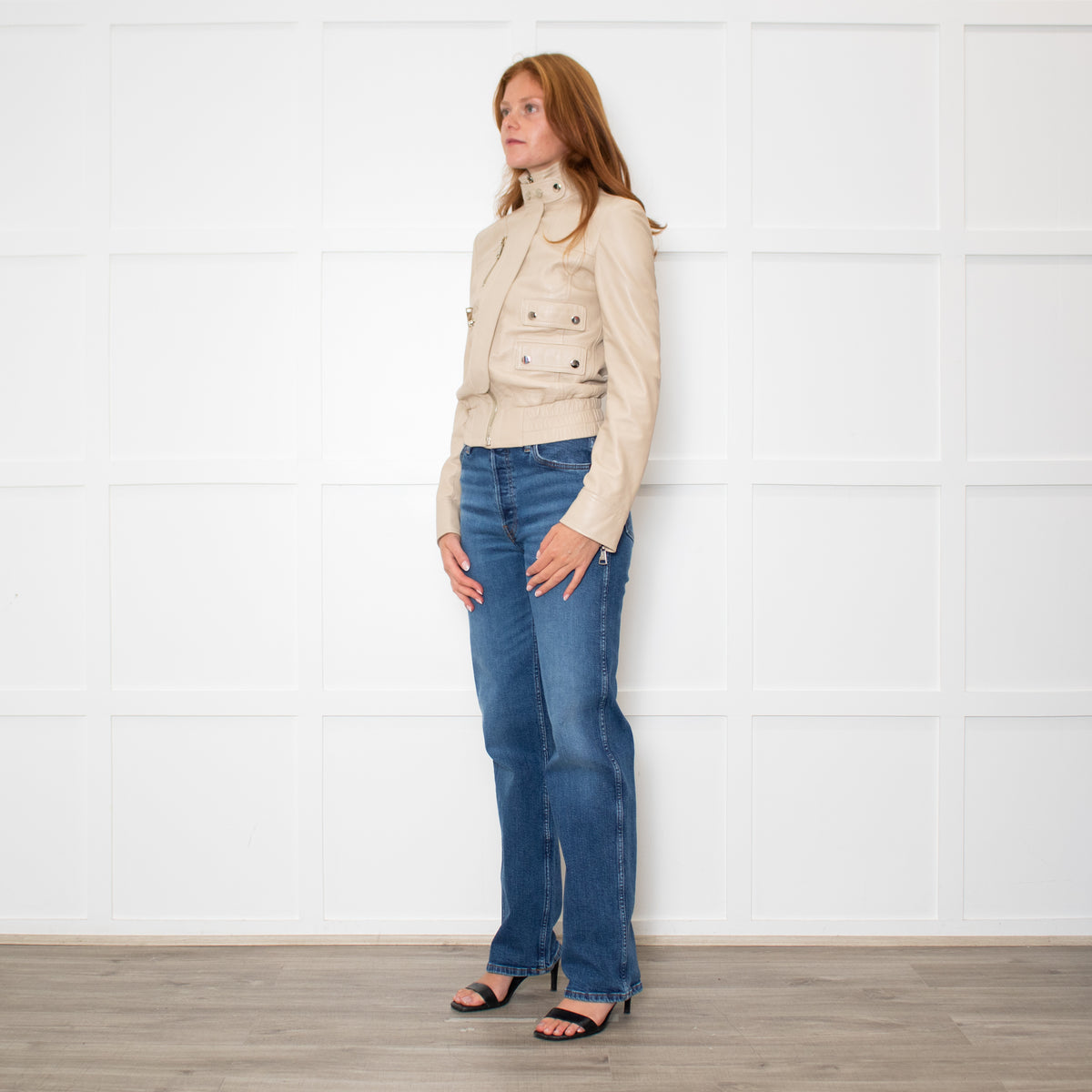 Dolce & Gabbana Cream Leather Jacket