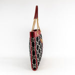 Gucci Black & White Boucle Wool Red Leather Trim Rajah Bag
