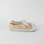 Prada Beige Patent Leather Lace Up Trainers