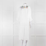 Bimba Y Lola White Cheesecloth Kaftan with Patterned Panel