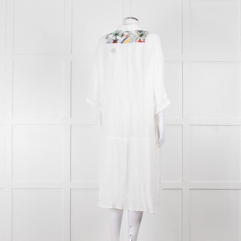 Bimba Y Lola White Cheesecloth Kaftan with Patterned Panel