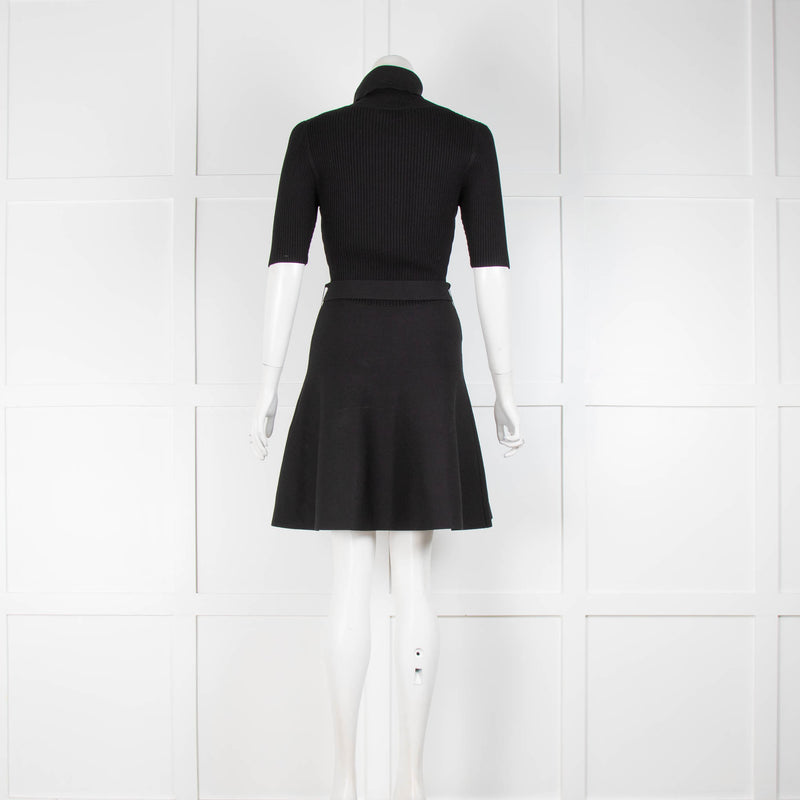 Claudie Pierlot Black Roll Neck Fit Flare Dress