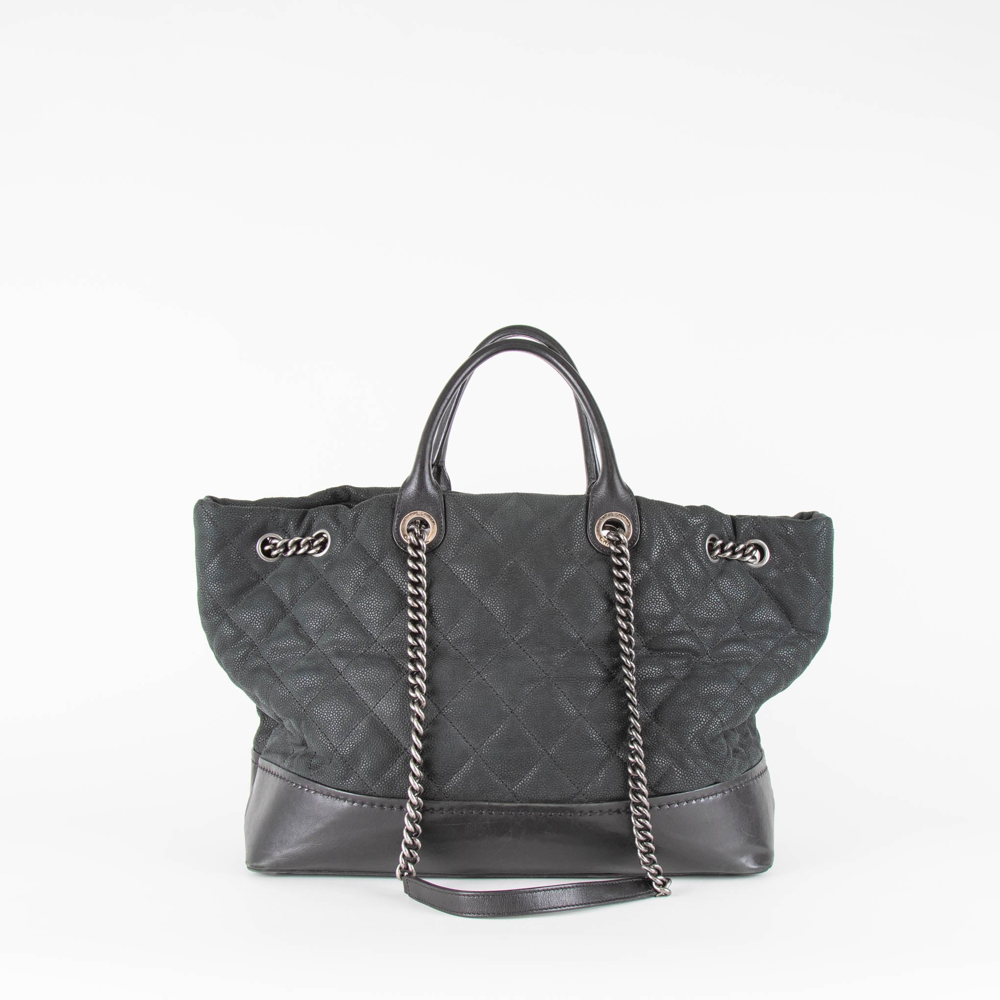 Chanel Globe Trotter Shopping Tote In Black Caviar Leather Ruthenium H