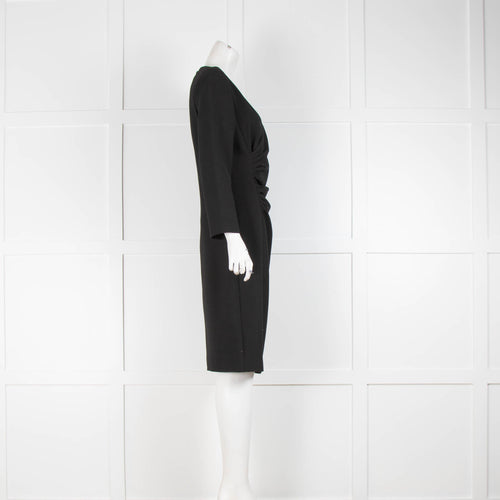 Diane Von Furstenberg Black Gathered V Neck Dress