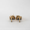 Chanel Gold Leather Black Satin Toe Kitten Mules