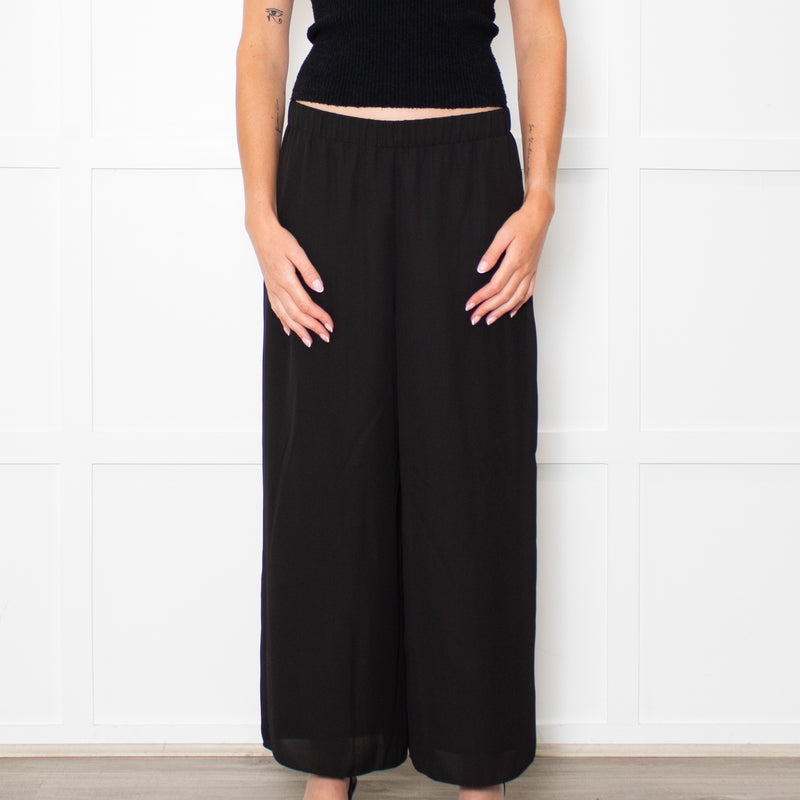 Theory Black Crepe Wide Leg Culottes
