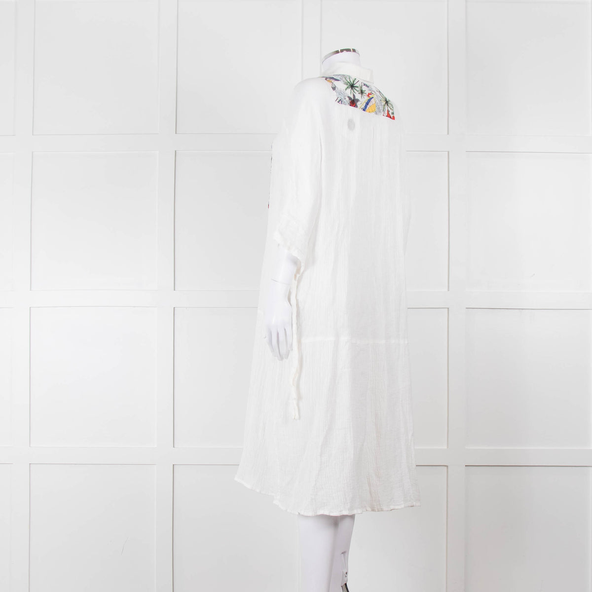Bimba Y Lola White Cheesecloth Kaftan with Patterned Panel