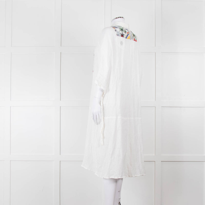 Bimba Y Lola White Cheesecloth Kaftan with Patterned Panel