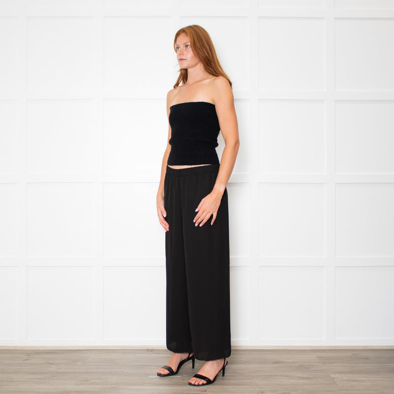 Theory Black Crepe Wide Leg Culottes