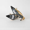 Chanel Gold Leather Black Satin Toe Kitten Mules