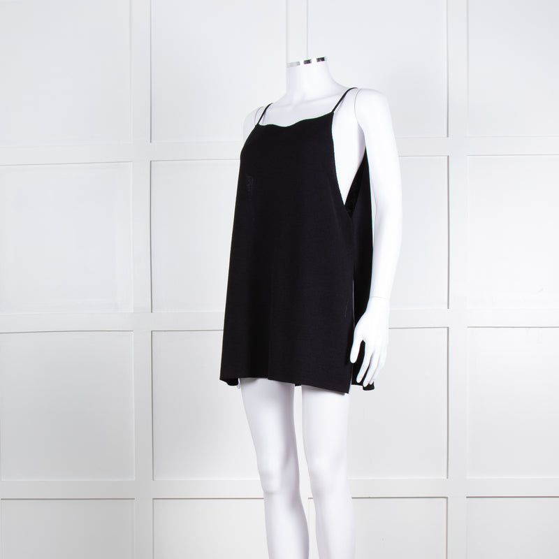 Sarah Pacini Black Crepe Strap Top
