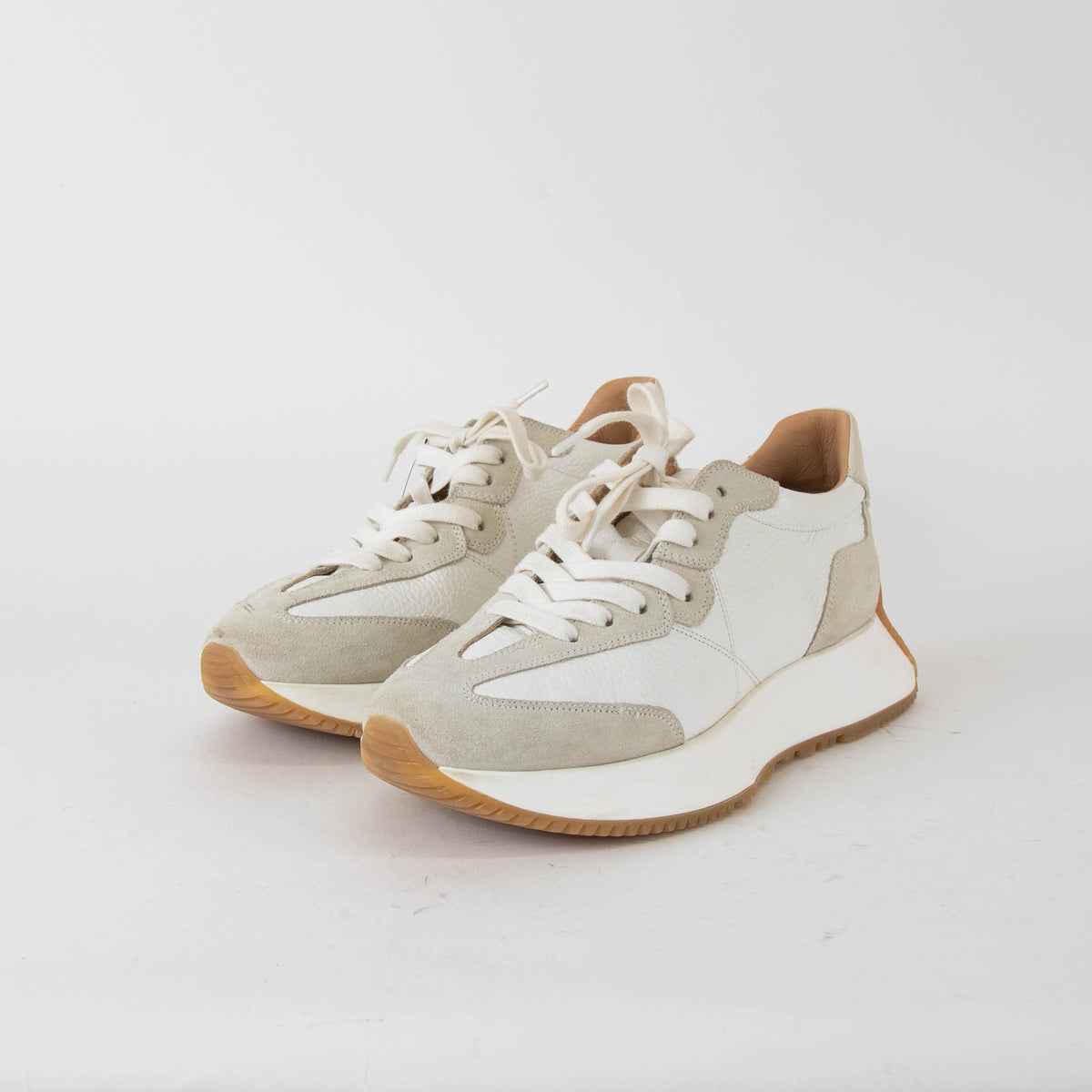 Russell & Bromley Cream Lace Up Platform Trainers