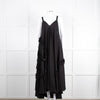 Nu London Black Linen Oversized Sundress With Black Fabric Adornments