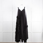 Nu London Black Linen Oversized Sundress With Black Fabric Adornments