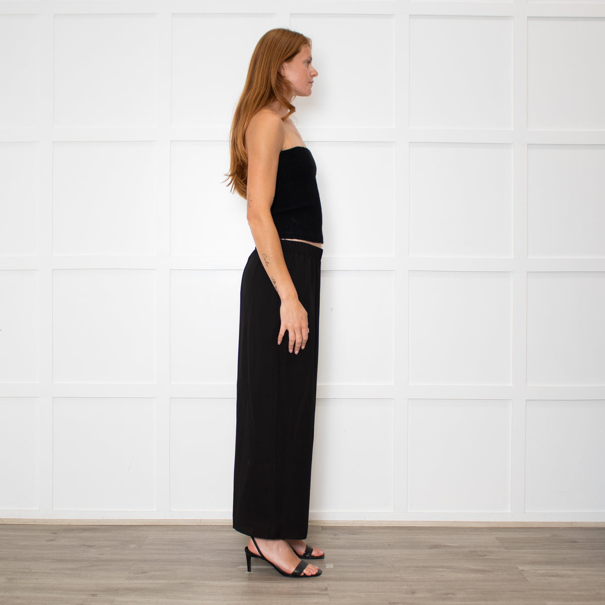 Theory Black Crepe Wide Leg Culottes