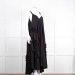 Nu London Black Linen Oversized Sundress With Black Fabric Adornments