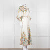 Zimmermann Cream Floral Wavelength Bell Sleeve Midi Dress