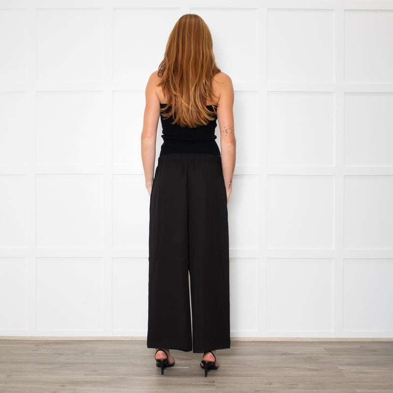 Theory Black Crepe Wide Leg Culottes