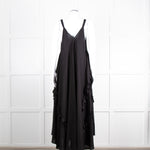 Nu London Black Linen Oversized Sundress With Black Fabric Adornments