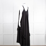 Nu London Black Linen Oversized Sundress With Black Fabric Adornments