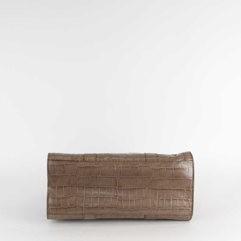 Mulberry Beige Croc Embossed Bayswater with Shoulder Strap