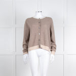Jumper 1234 Pale Brown Cashmere Cardigan Contrast Neck And Cuff