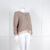 Jumper 1234 Pale Brown Cashmere Cardigan Contrast Neck And Cuff