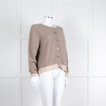 Jumper 1234 Pale Brown Cashmere Cardigan Contrast Neck And Cuff