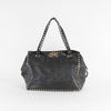 Valentino Garavani Black Rockstud Leather Shopping Tote