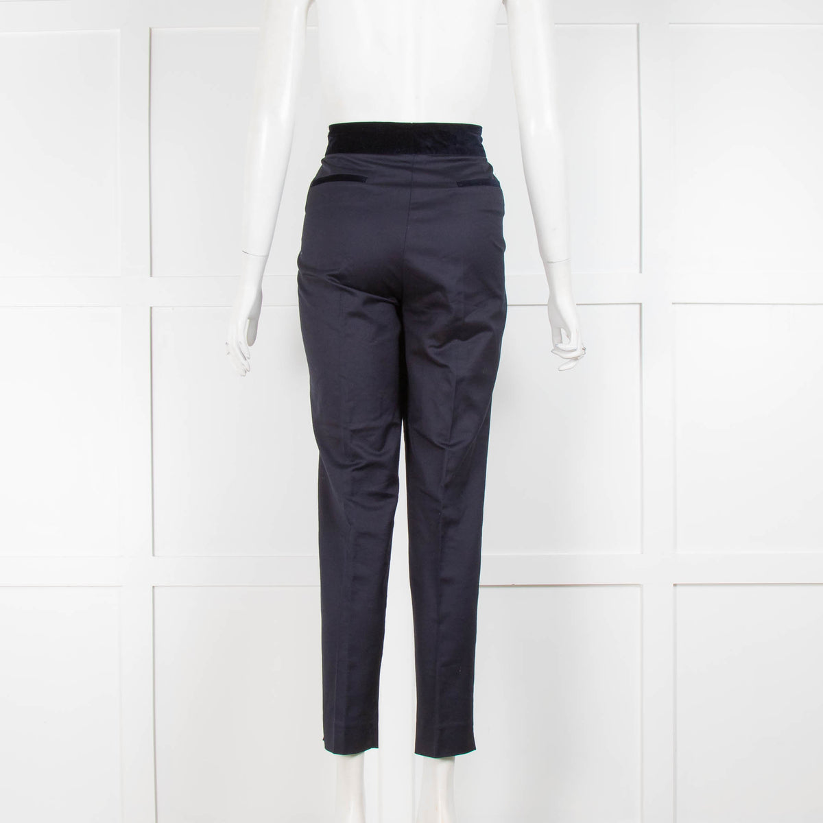 Carolina Herrera Navy Velvet Waistband Trousers