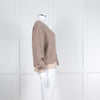 Jumper 1234 Pale Brown Cashmere Cardigan Contrast Neck And Cuff