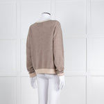 Jumper 1234 Pale Brown Cashmere Cardigan Contrast Neck And Cuff