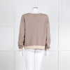 Jumper 1234 Pale Brown Cashmere Cardigan Contrast Neck And Cuff