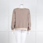Jumper 1234 Pale Brown Cashmere Cardigan Contrast Neck And Cuff