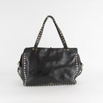 Valentino Garavani Black Rockstud Leather Shopping Tote