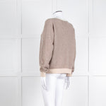 Jumper 1234 Pale Brown Cashmere Cardigan Contrast Neck And Cuff