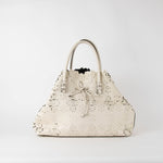 Ermanno Scervinno Off White Lazer Cut Leather Tote Bag