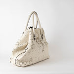 Ermanno Scervinno Off White Lazer Cut Leather Tote Bag